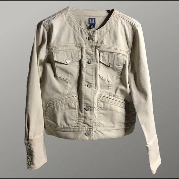 Gap khaki denim jacket with Mandarin collar. - Picture 5 of 5